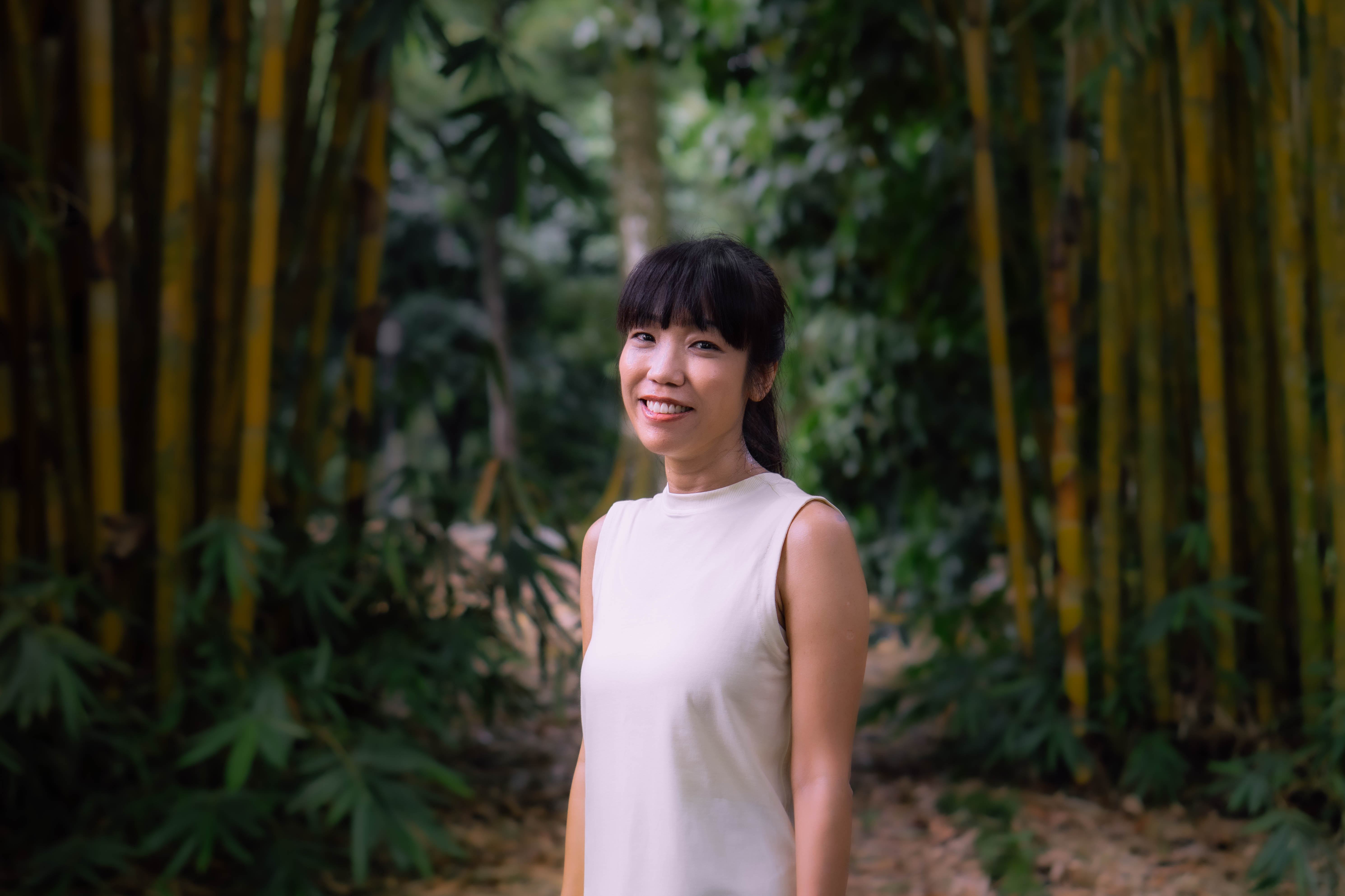 Hazel Yap in the bamboo forest